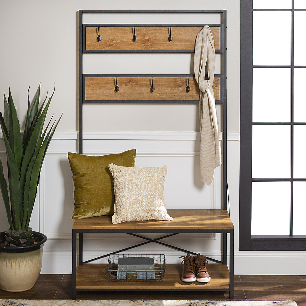 Best Buy: Walker Edison Industrial Modern Entryway Shoe Rack Bench