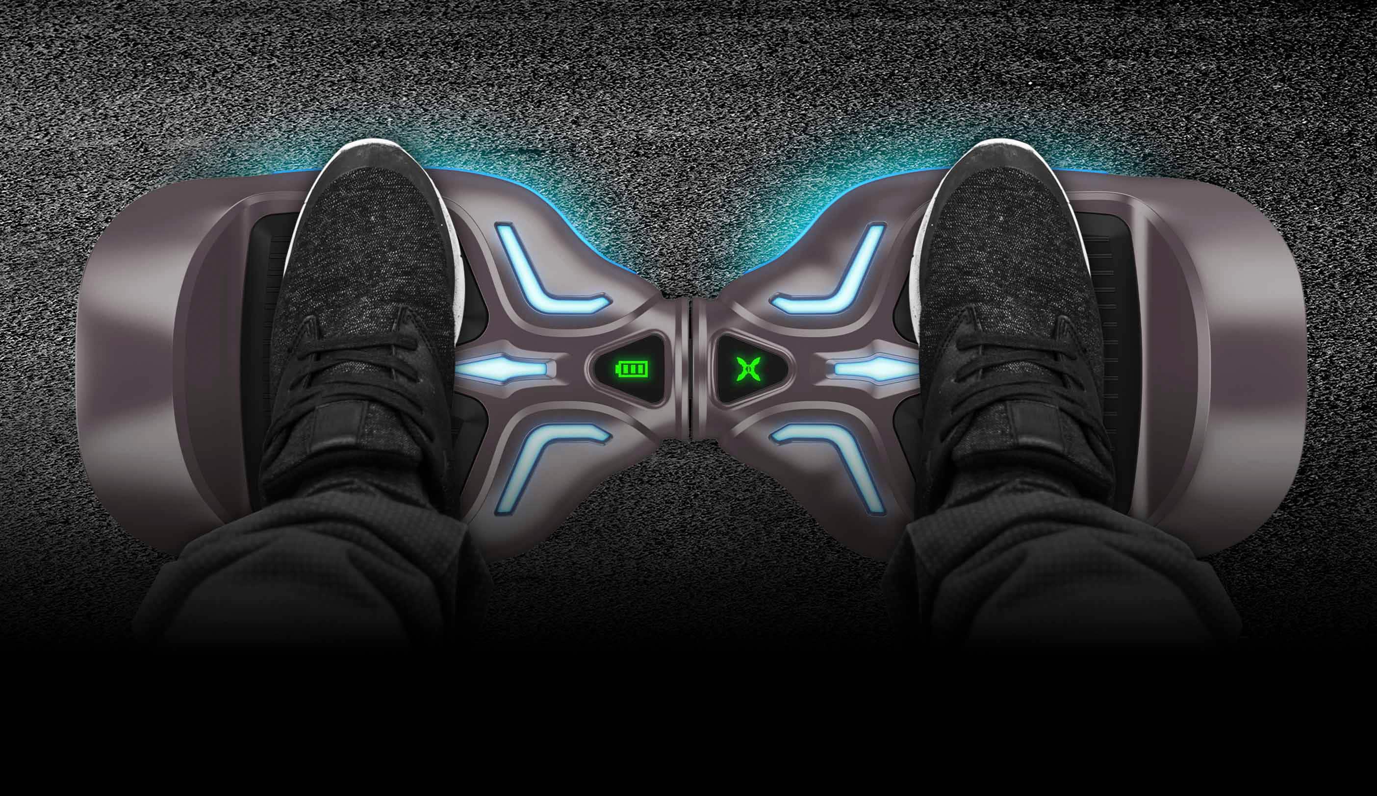 Left. Hover-1 - Ranger Electric Self-Balancing Scooter w/6 mi Max Range & 7 mph Max Speed- Premium Bluetooth Speaker - Gray.