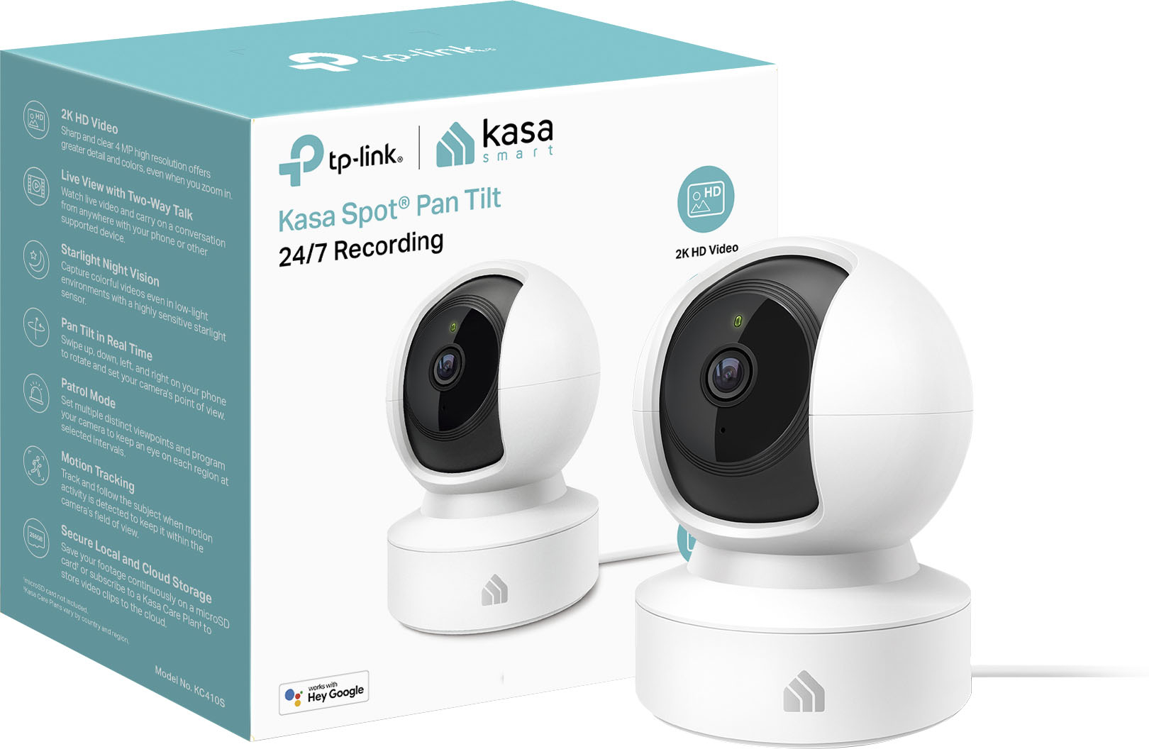 Best Buy: TP-Link Kasa Smart 2K HD Pan Tilt Home Security Camera, Motion  Detection, Two-Way Audio, Night Vision, SD Card Storage Black/White KC411S