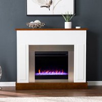 SEI Furniture - Eastrington Color Changing Electric Fireplace - White and dark tobacco finish w/ nickel surround - Front_Zoom