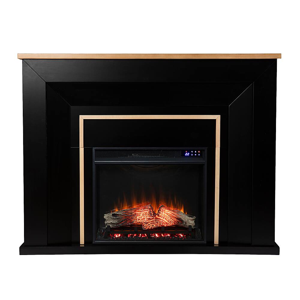 Best Buy: SEI Furniture Cardington Electric Fireplace Black and natural ...