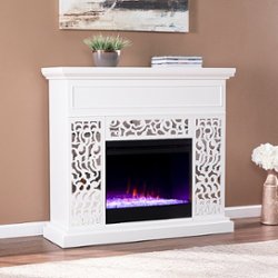SEI Furniture - Wansford Color Changing Fireplace - White finish w/ mirror - Front_Zoom