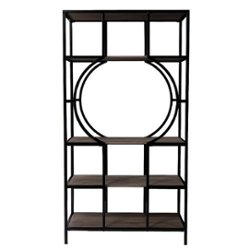 SEI Furniture - SEI Tyberton 5-Tier Bookcase - Natural and black finish - Front_Zoom