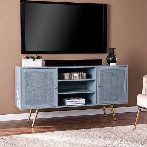 SEI - Alsterson Media Stand w/ Storage - Mint and gold finish