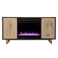 Alt View Zoom 2. SEI - Wilconia Color Changing Fireplace w/ Media Storage and Carved Details - Dark brown, natural, and gold finish.