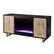 Alt View 33. SEI Furniture - Wilconia Color Changing Fireplace w/ Media Storage and Carved Details - Dark brown, natural, and gold finish.
