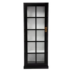SEI Furniture - SEI Burland Tall Curio Cabinet - Black and white finish - Front_Zoom