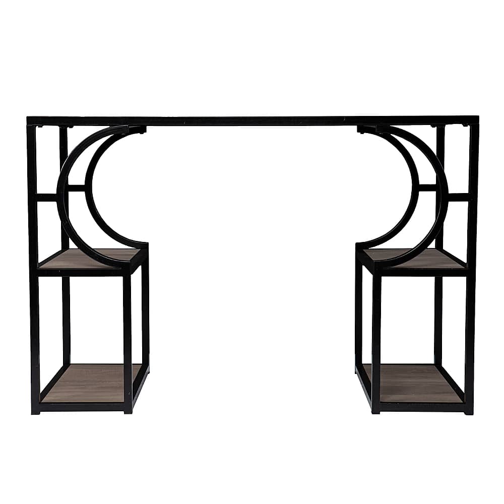 SEI Furniture - Tyberton Writing Desk w/ Storage - Natural and black finish - Front_Zoom