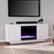 Angle Zoom. SEI - Delgrave Color Changing Fireplace w/ Media Storage - White finish.