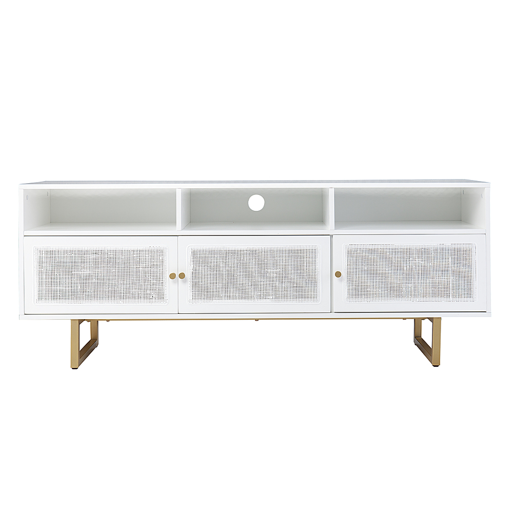 SEI Furniture - Mursley Media Cabinet w/ Storage - White and gold finish