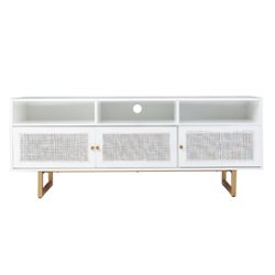 SEI Furniture - Mursley Media Cabinet w/ Storage - White and gold finish - Alt_View_Zoom_2