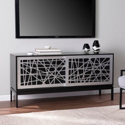 SEI Furniture - Arminta Contemporary Media Cabinet - Black and silver finish - Angle_Zoom