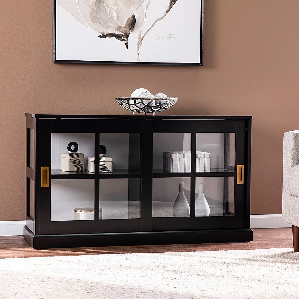 Angle View: Southern Enterprises - SEI Byward Curio Cabinet - Black and white finish