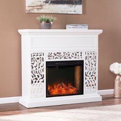 SEI Furniture - Wansford Alexa Smart Fireplace - White finish w/ mirror - Front_Zoom