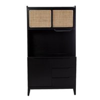 SEI Furniture - SEI Carondale Tall Buffet Cabinet w/ Storage - Black and natural finish - Front_Zoom
