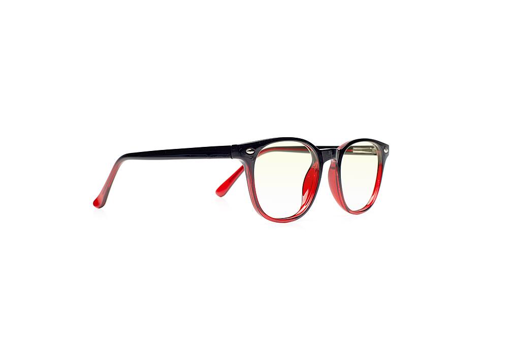 Angle View: Wavebalance Wave Balance Blue Light Reducing Computer and Device Glasses Retro Red "Emerson", One Size - Black to Red Gradient