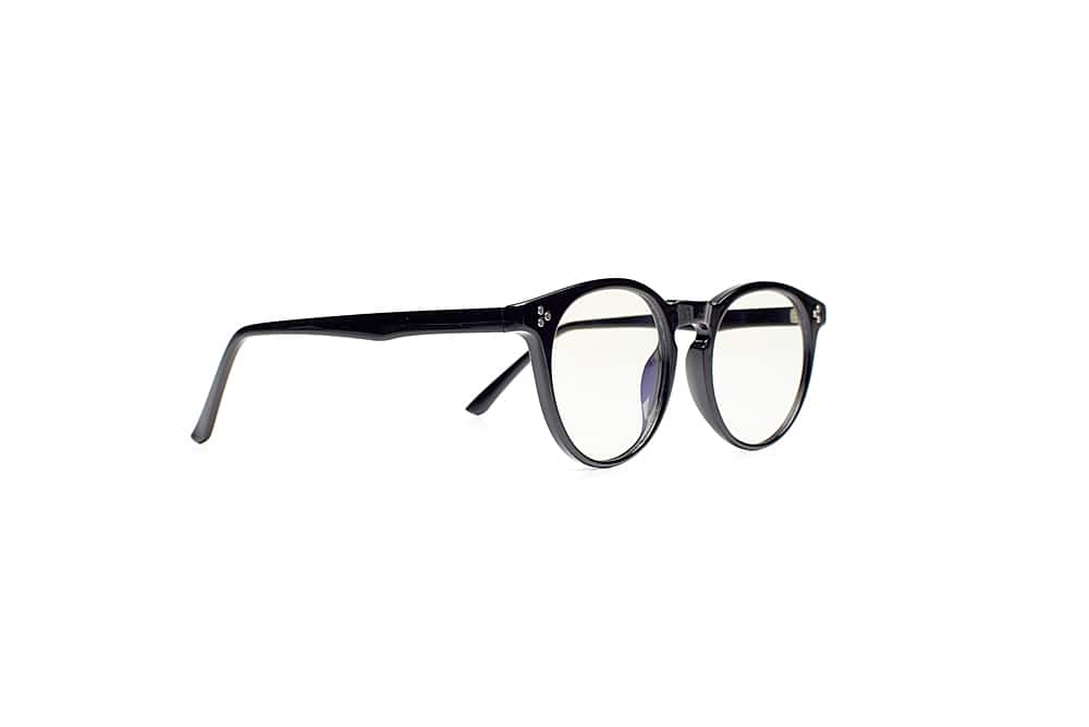 Angle View: Wavebalance - Blue Light Reducing Computer and Device Glasses Retro Black "Addison", One Size - Black