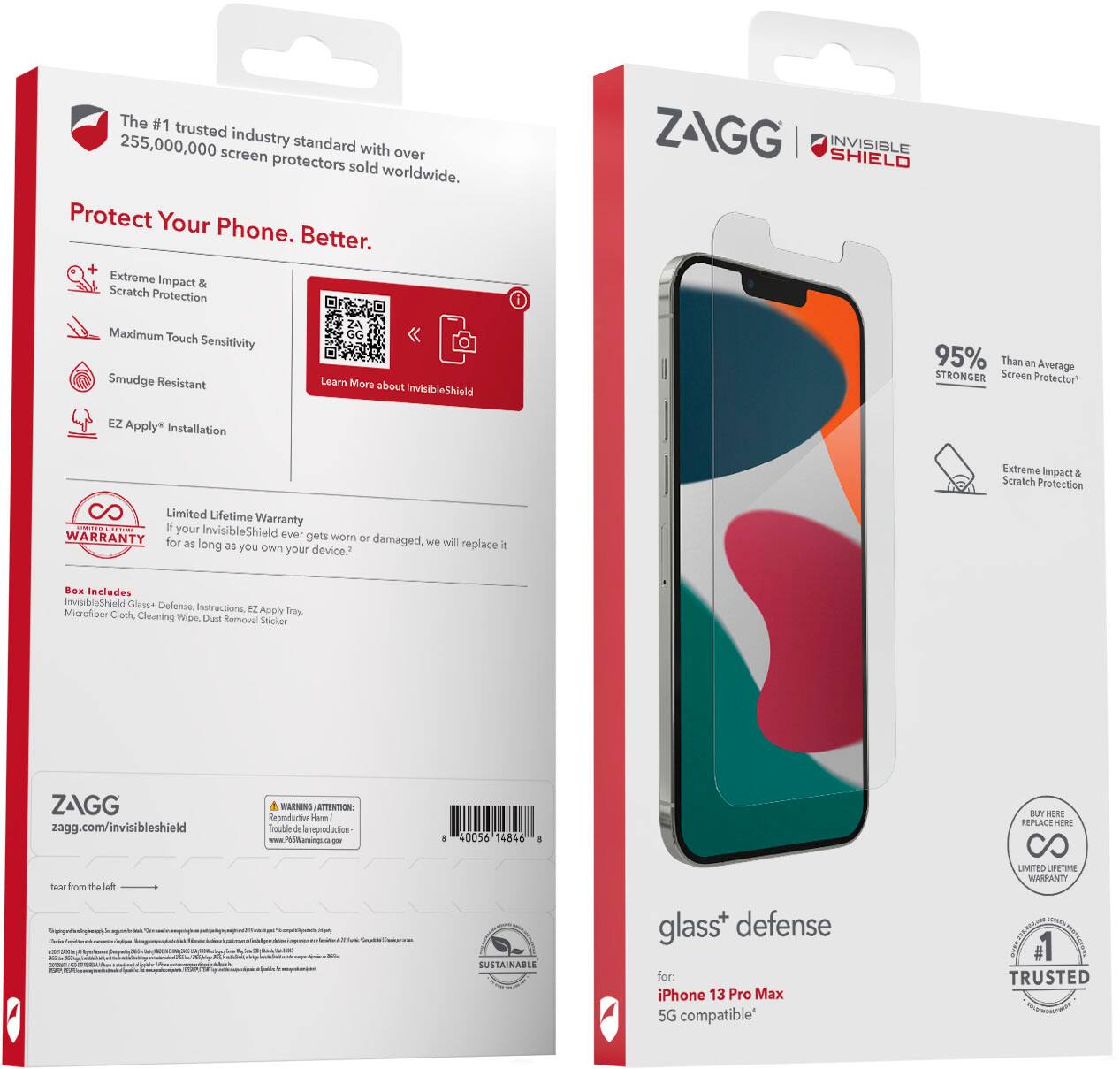 Alt View 11. ZAGG - InvisibleShield Glass+ Defense Screen Protector for Apple iPhone 13 Pro Max - Clear.