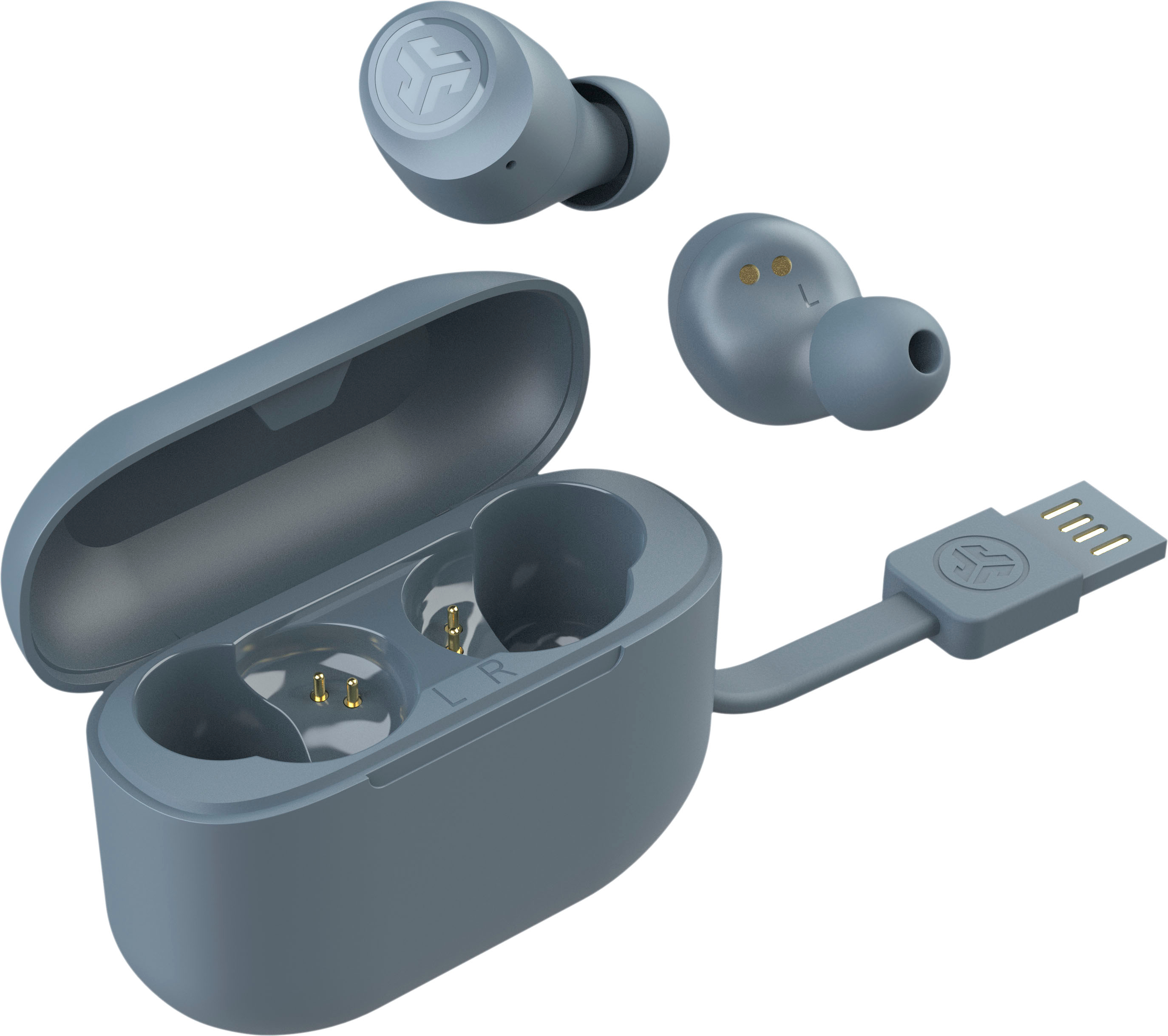 Left View: JLab - GO Air POP True Wireless In-Ear Headphones - Slate