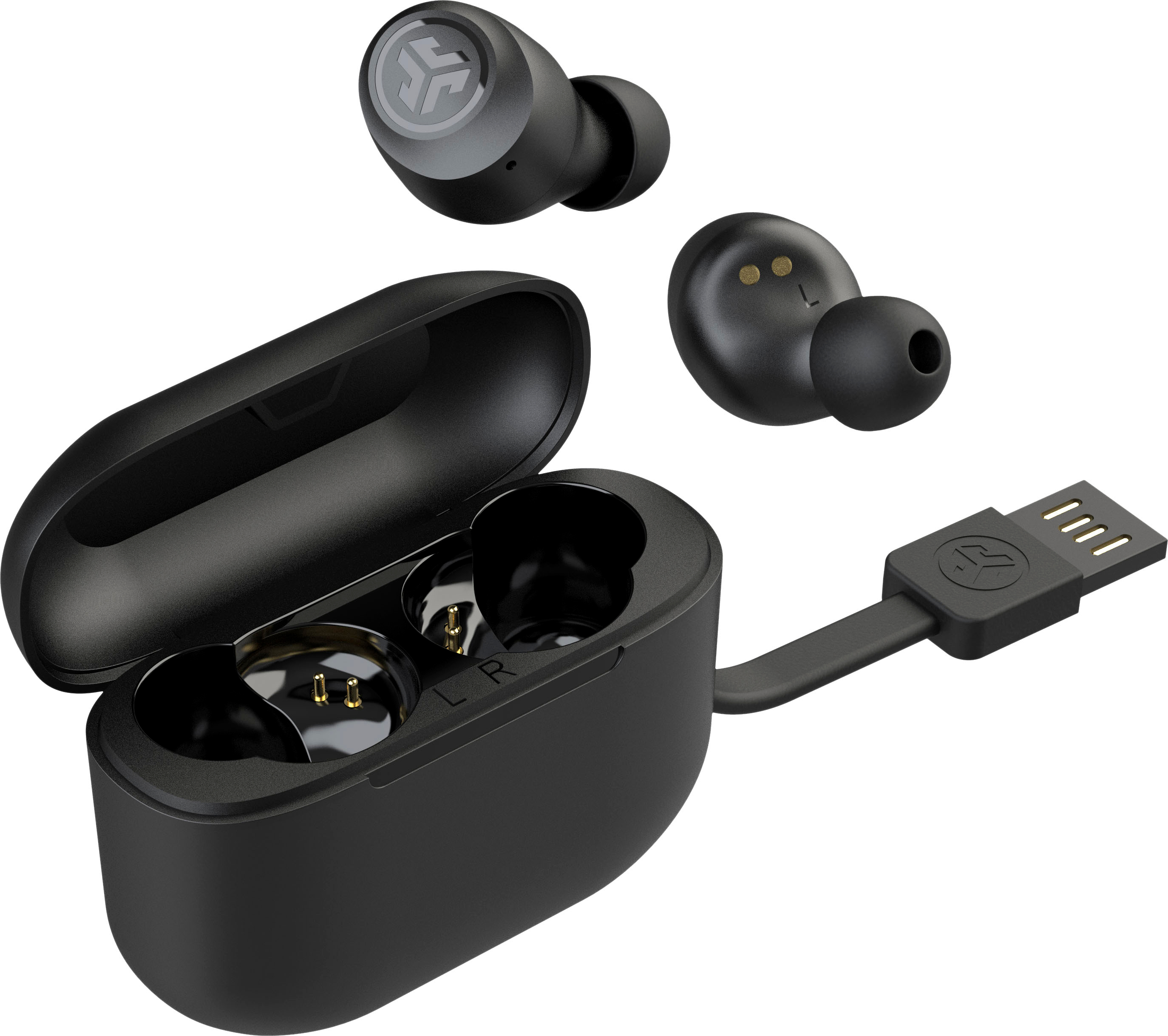 Left View: JLab - GO Air POP True Wireless In-Ear Headphones - Black
