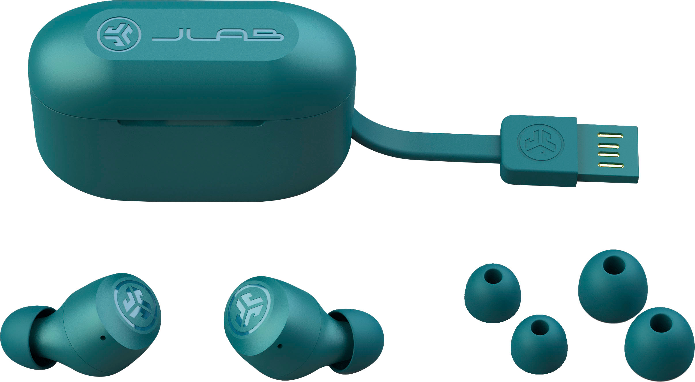 JLab Go Air Pop Bluetooth Earbuds, True Wireless with Charging Case, Blue 