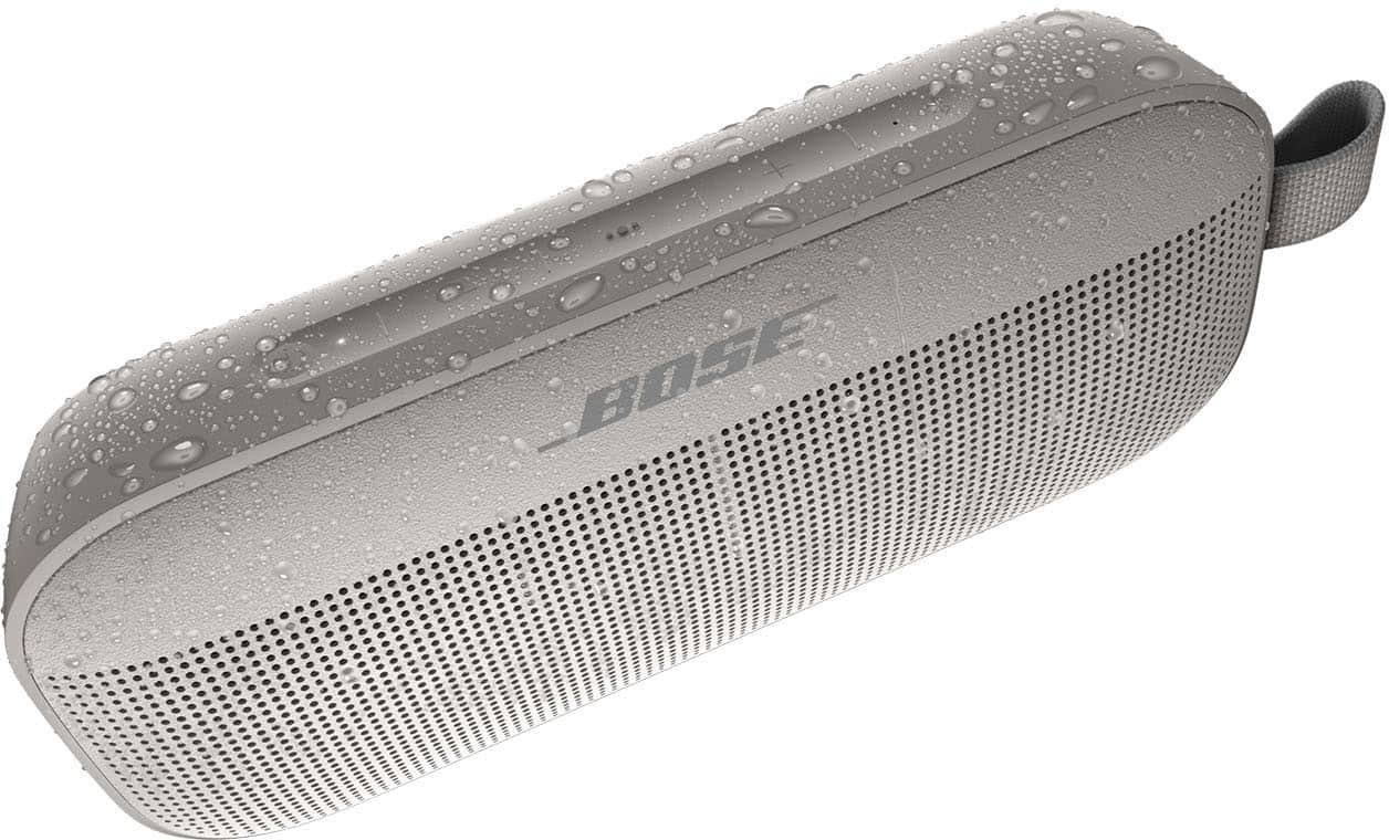 Angle. Bose - SoundLink Flex Portable Bluetooth Speaker with Waterproof/Dustproof Design - White Smoke.