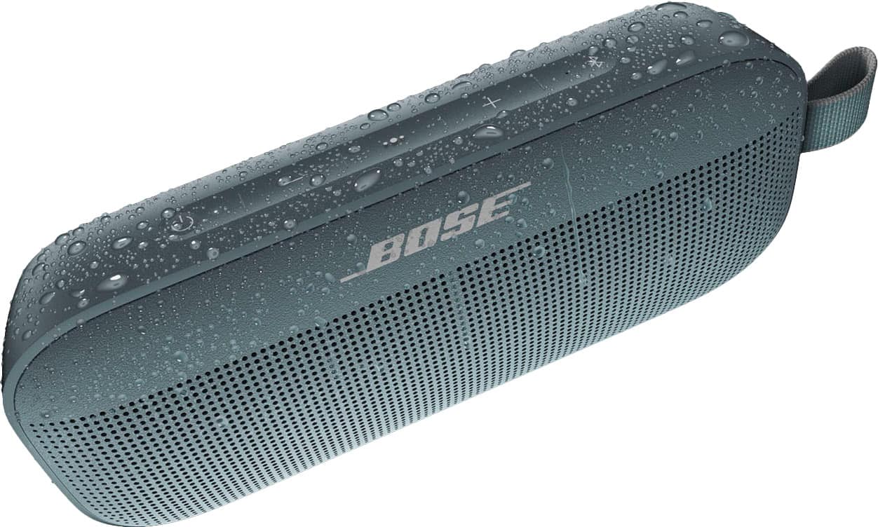 Angle. Bose - SoundLink Flex Portable Bluetooth Speaker with Waterproof/Dustproof Design - Stone Blue.