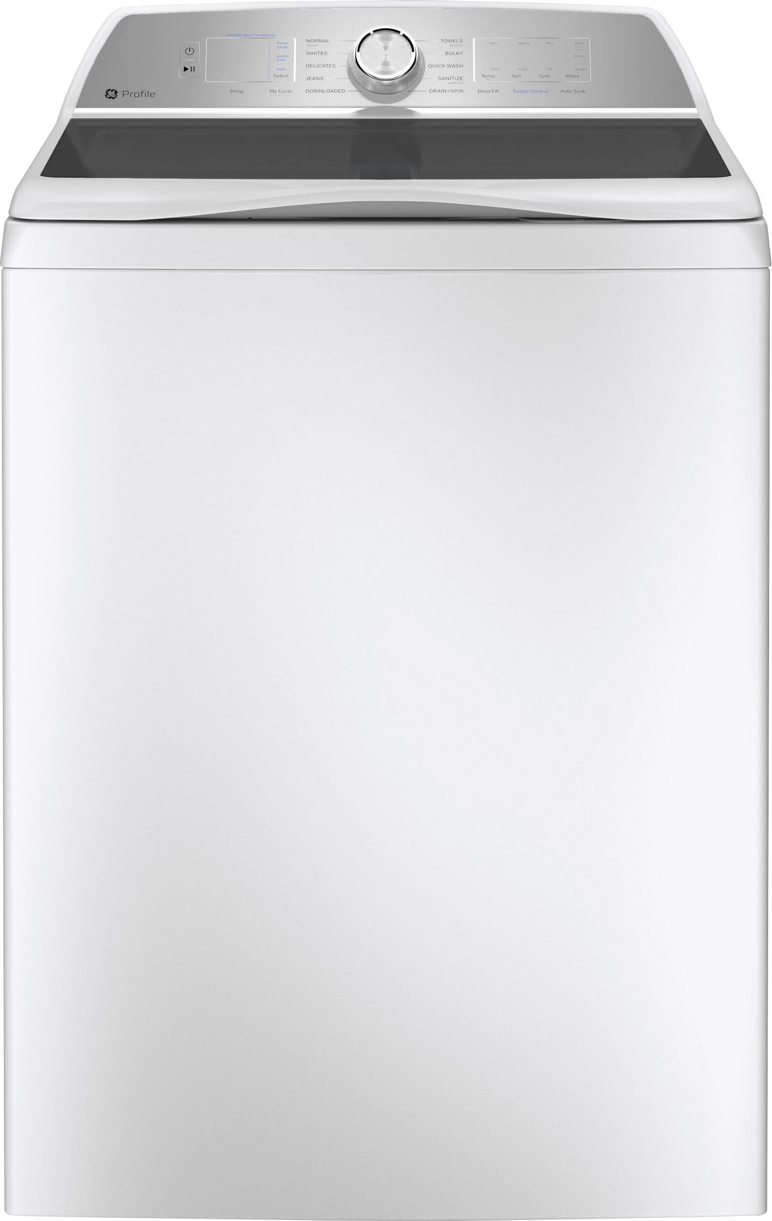 GE Profile - 4.9 Cu. Ft. High Efficiency Smart Top Load Washer with Smarter Wash Technology, Easier Reach & Microban Technology - White