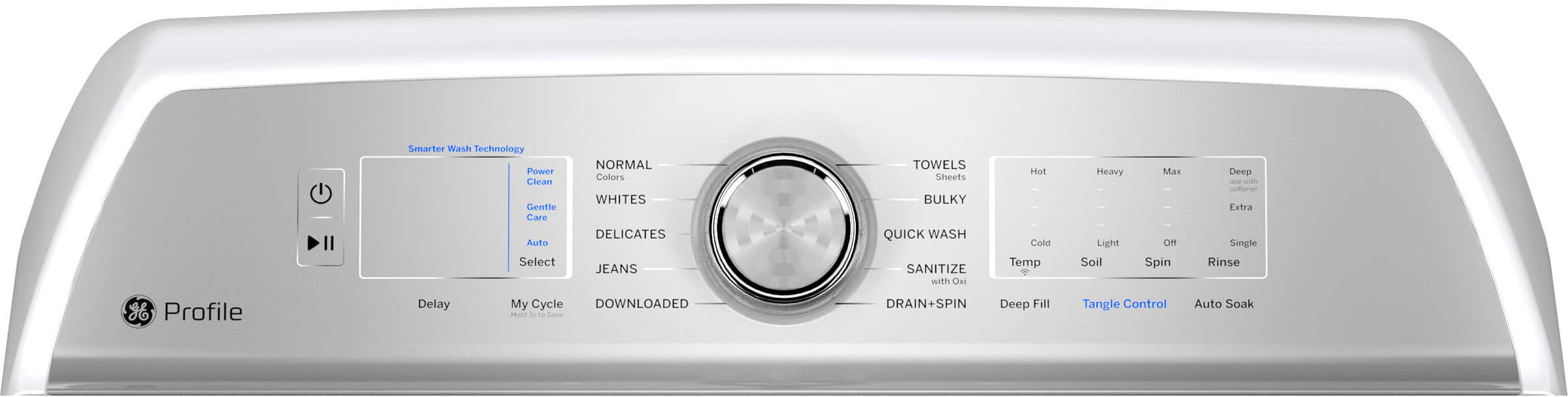 Alt View 11. GE Profile - 4.9 Cu Ft High Efficiency Smart Top Load Washer with Smarter Wash Technology, Easier Reach & Microban Technology - White.