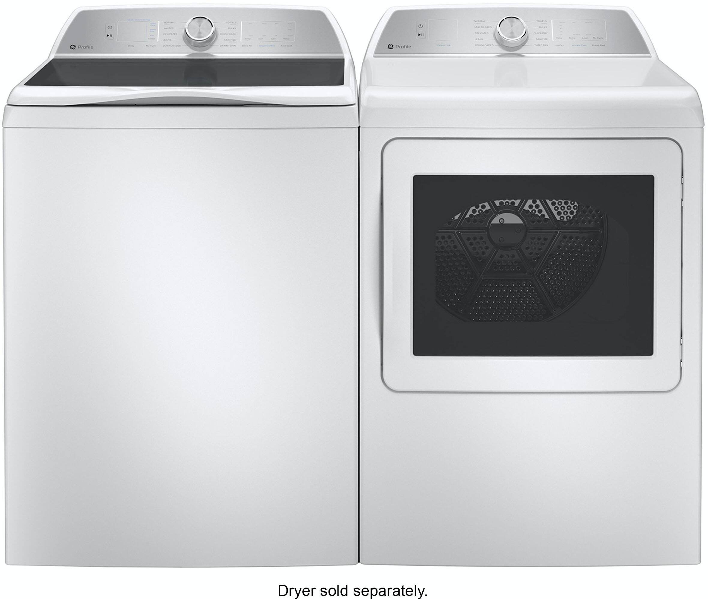 Alt View 12. GE Profile - 4.9 Cu Ft High Efficiency Smart Top Load Washer with Smarter Wash Technology, Easier Reach & Microban Technology - White.