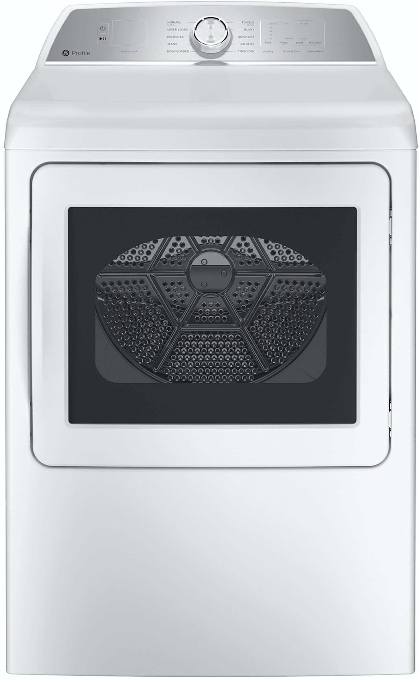 Front. GE Profile - 7.4 Cu. Ft. Smart Electric Dryer with Sanitize Cycle and Sensor Dry - White.