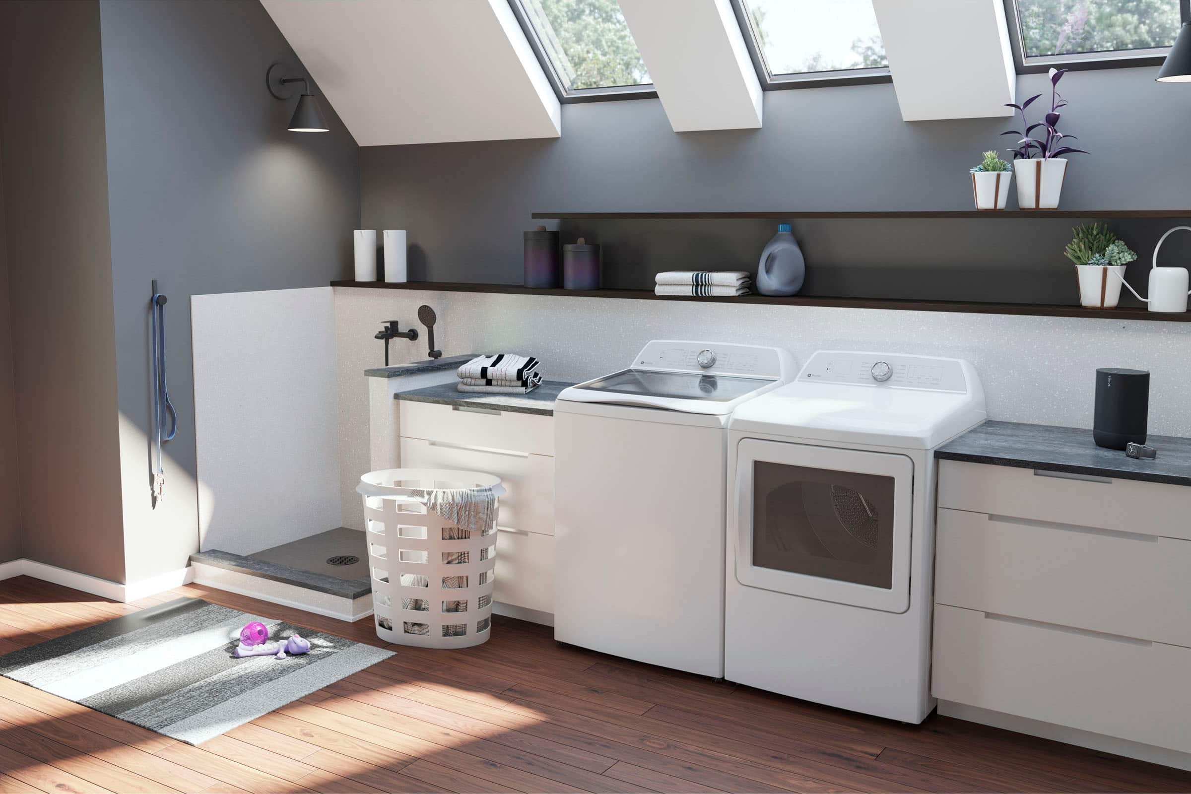 Alt View 14. GE Profile - 7.4 Cu. Ft. Smart Electric Dryer with Sanitize Cycle and Sensor Dry - White.