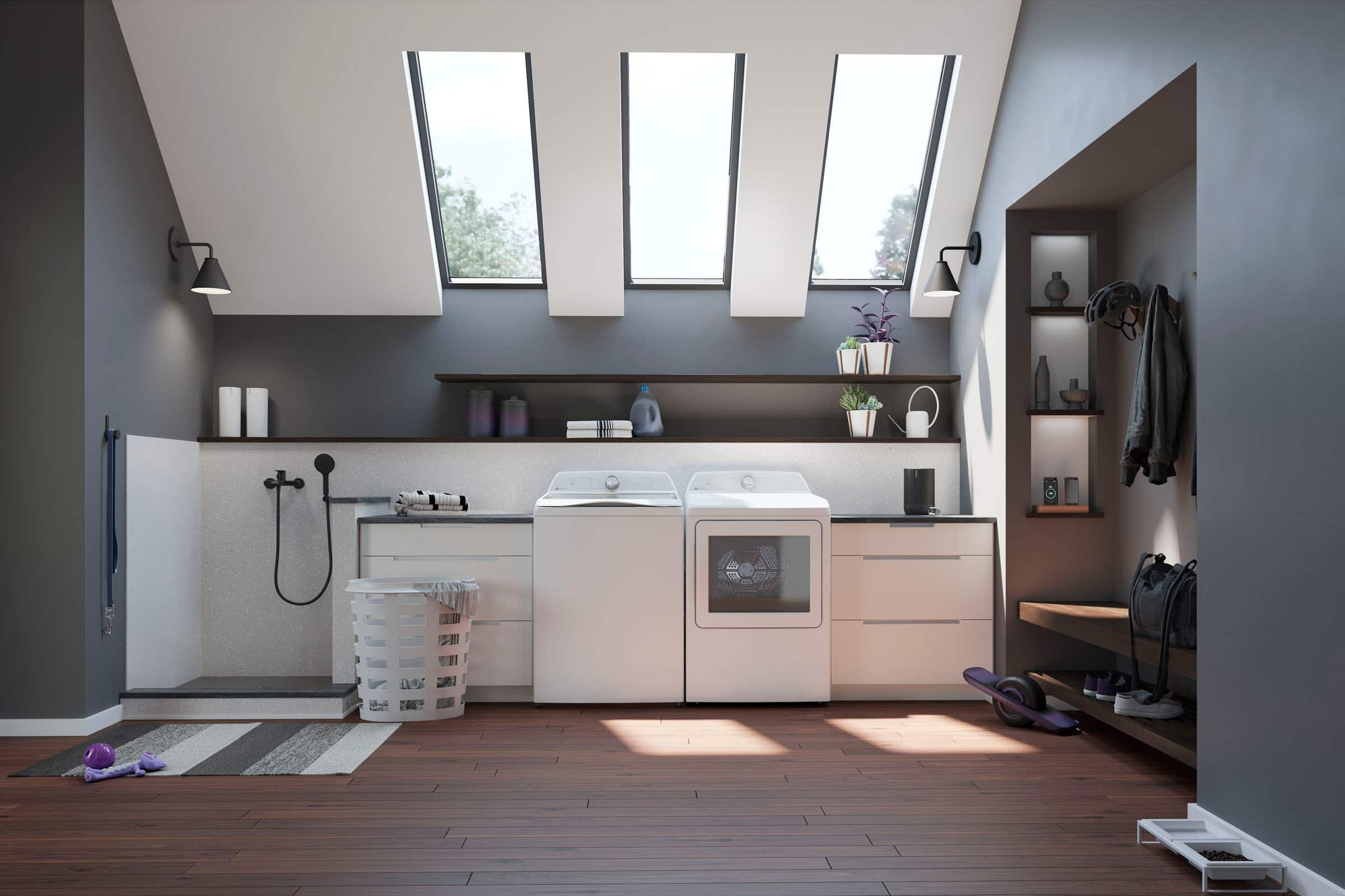 Alt View 15. GE Profile - 7.4 Cu. Ft. Smart Electric Dryer with Sanitize Cycle and Sensor Dry - White.