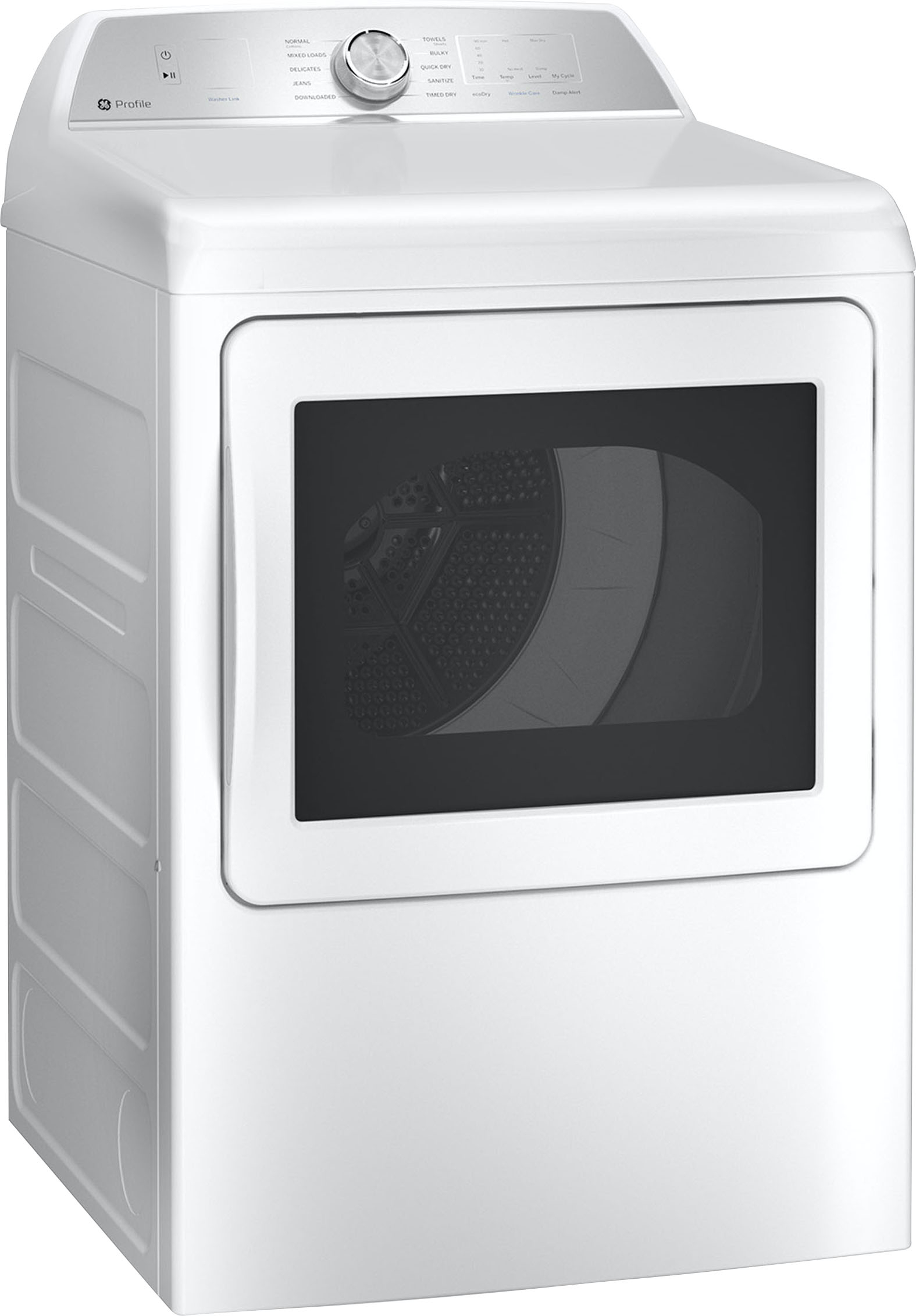 Angle View: GE Profile - 7.4 Cu. Ft. Smart Gas Dryer with Sanitize Cycle and Sensor Dry - White