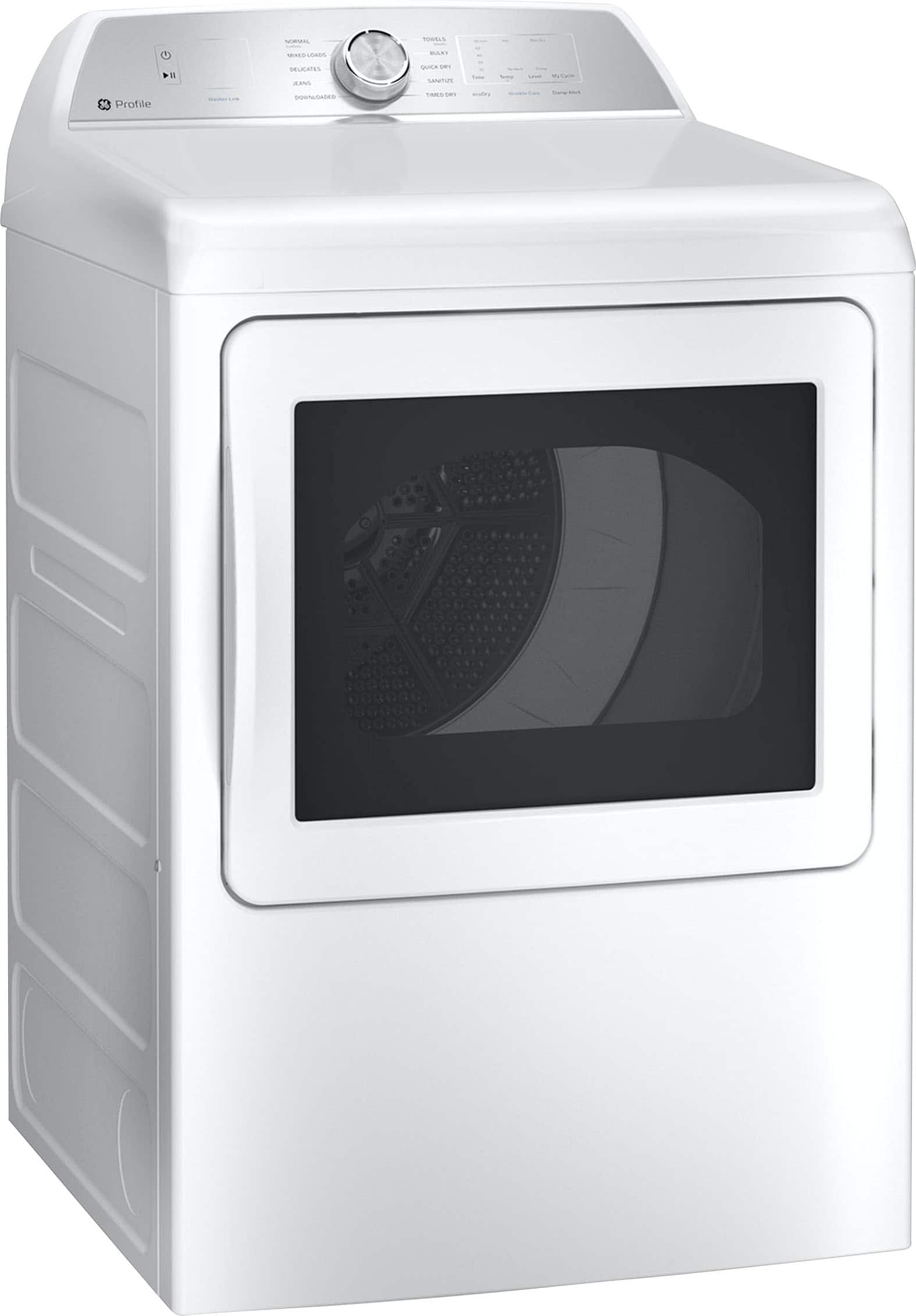 Angle. GE Profile - 7.4 Cu. Ft. Smart Gas Dryer with Sanitize Cycle and Sensor Dry - White.