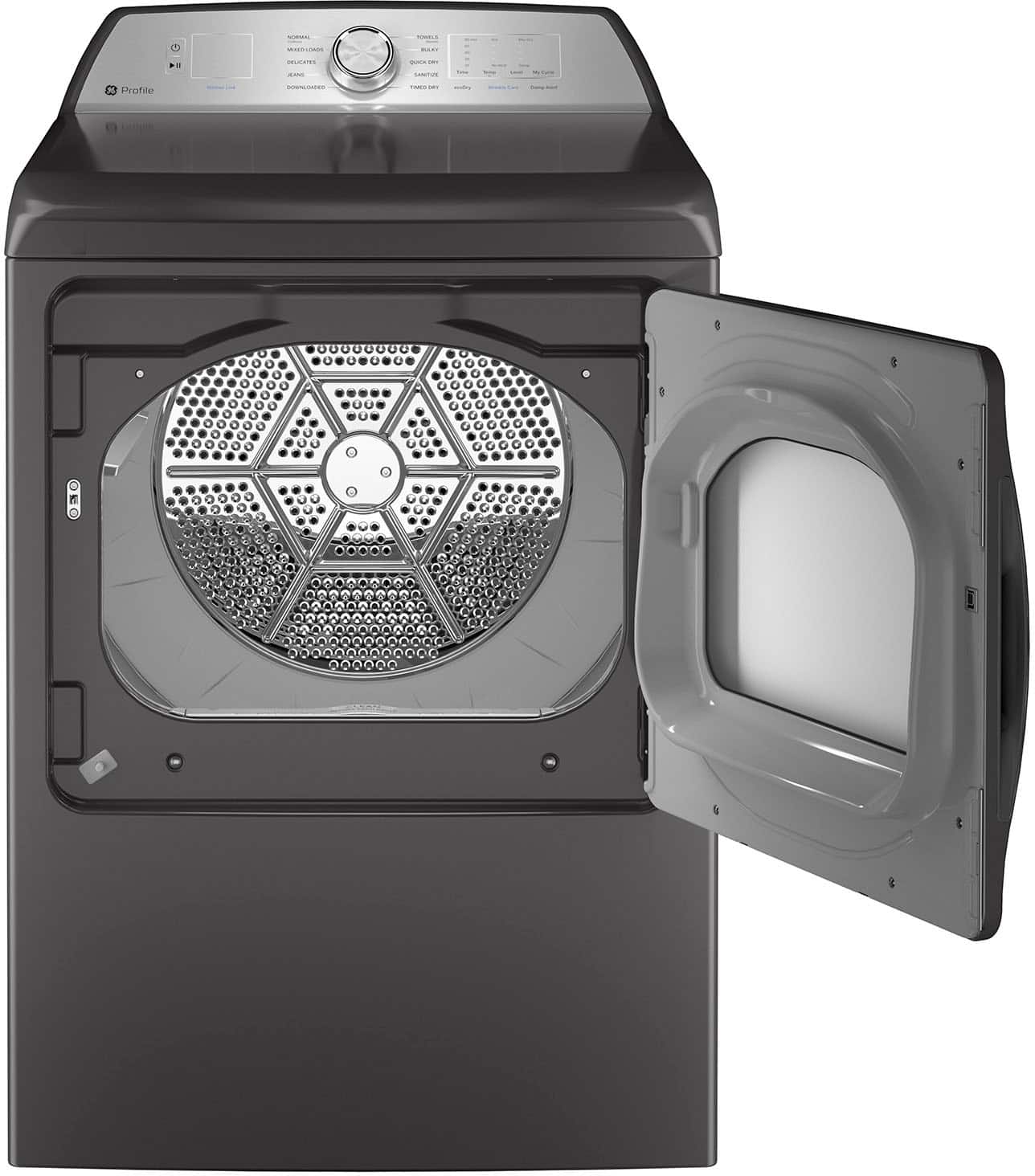 Alt View 11. GE Profile - 7.4 Cu. Ft. Smart Gas Dryer with Sanitize Cycle and Sensor Dry - Diamond Gray.