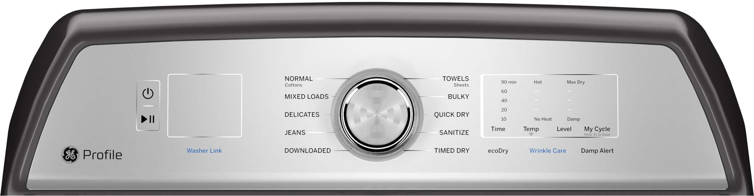 Alt View 12. GE Profile - 7.4 Cu. Ft. Smart Gas Dryer with Sanitize Cycle and Sensor Dry - Diamond Gray.