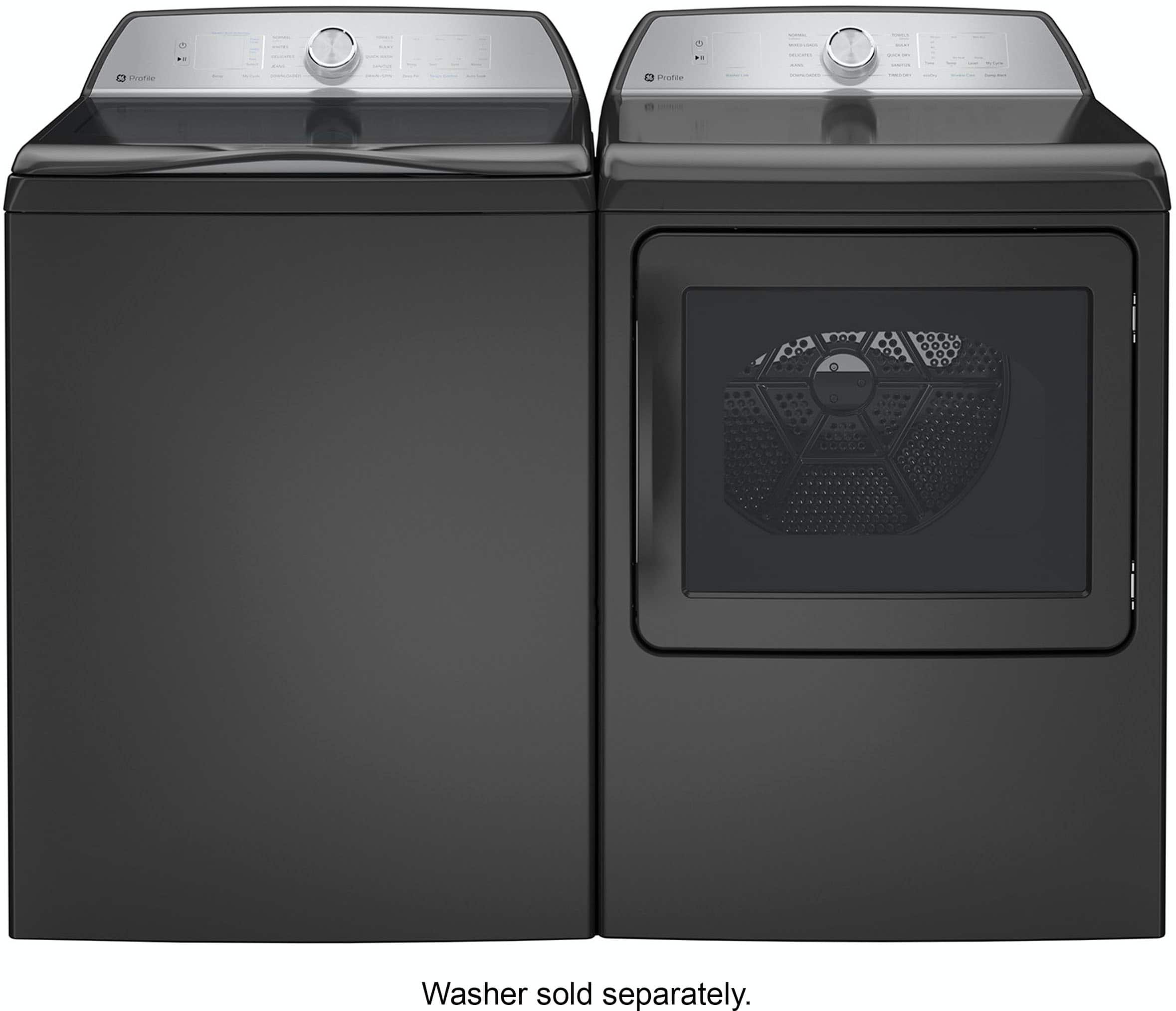 Alt View 13. GE Profile - 7.4 Cu. Ft. Smart Gas Dryer with Sanitize Cycle and Sensor Dry - Diamond Gray.