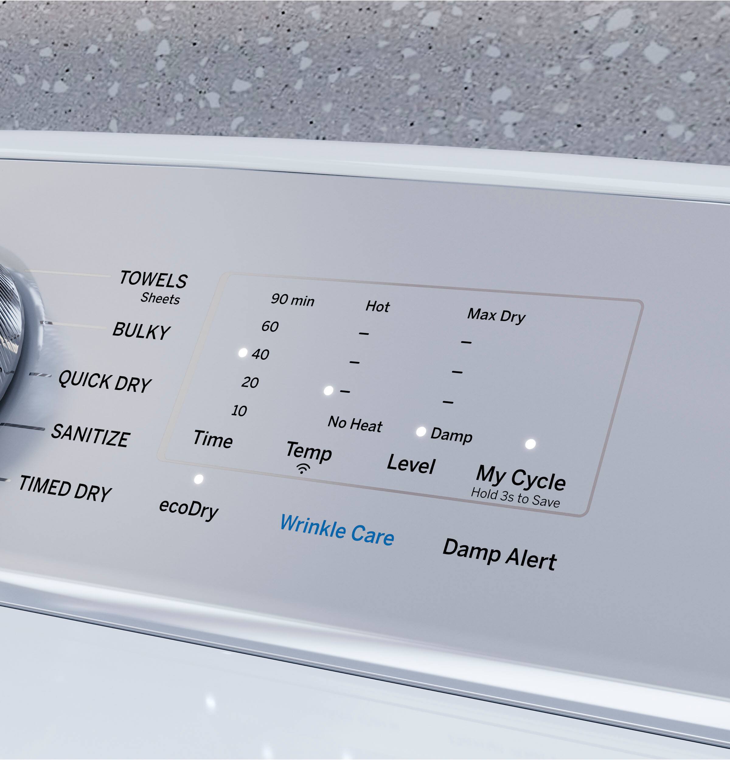 Alt View 23. GE Profile - 7.4 Cu. Ft. Smart Gas Dryer with Sanitize Cycle and Sensor Dry - Diamond Gray.