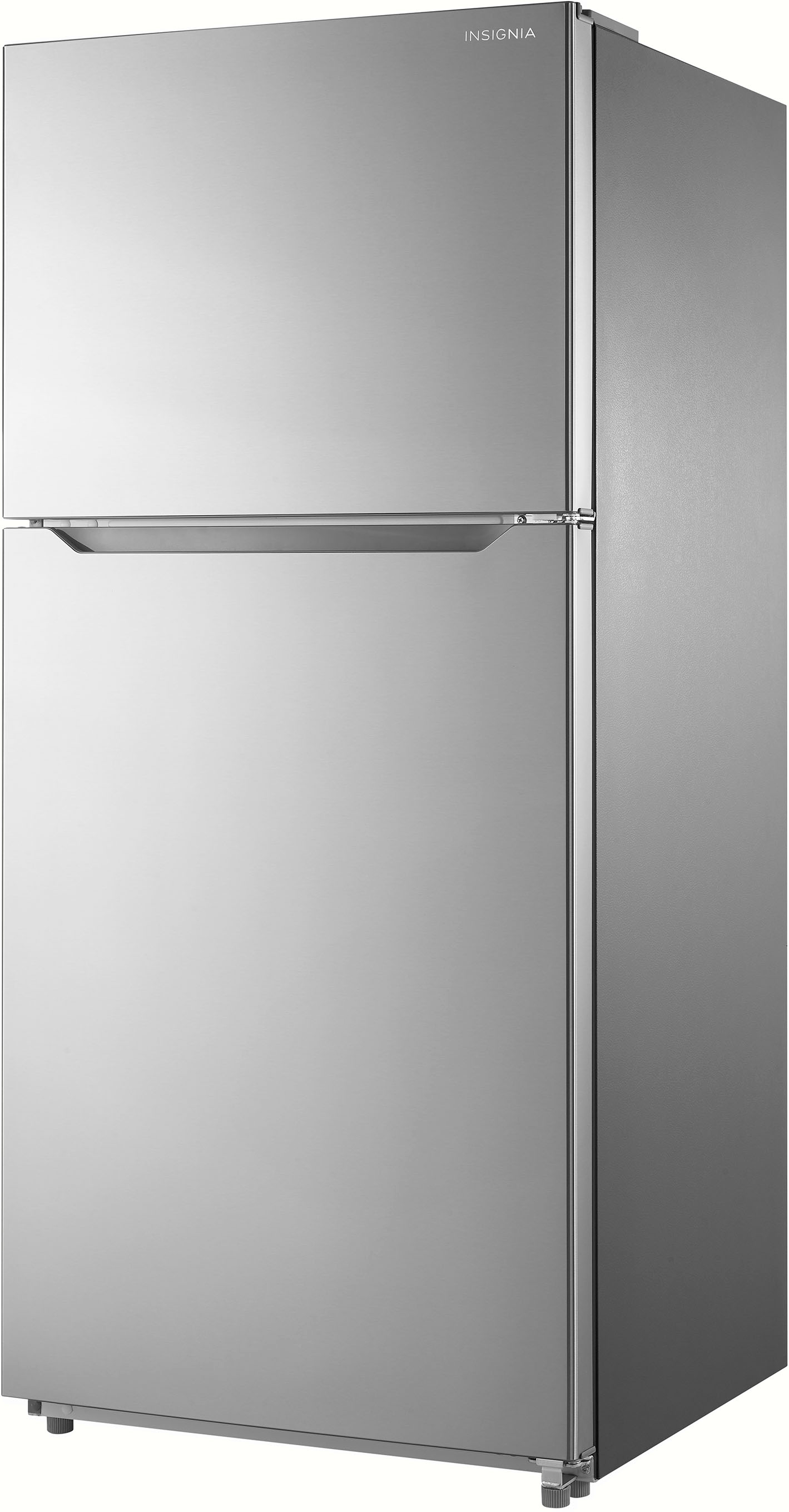 Left View: Insignia™ - 18 Cu. Ft. Top-Freezer Refrigerator with ENERGY STAR Certification - Stainless Steel