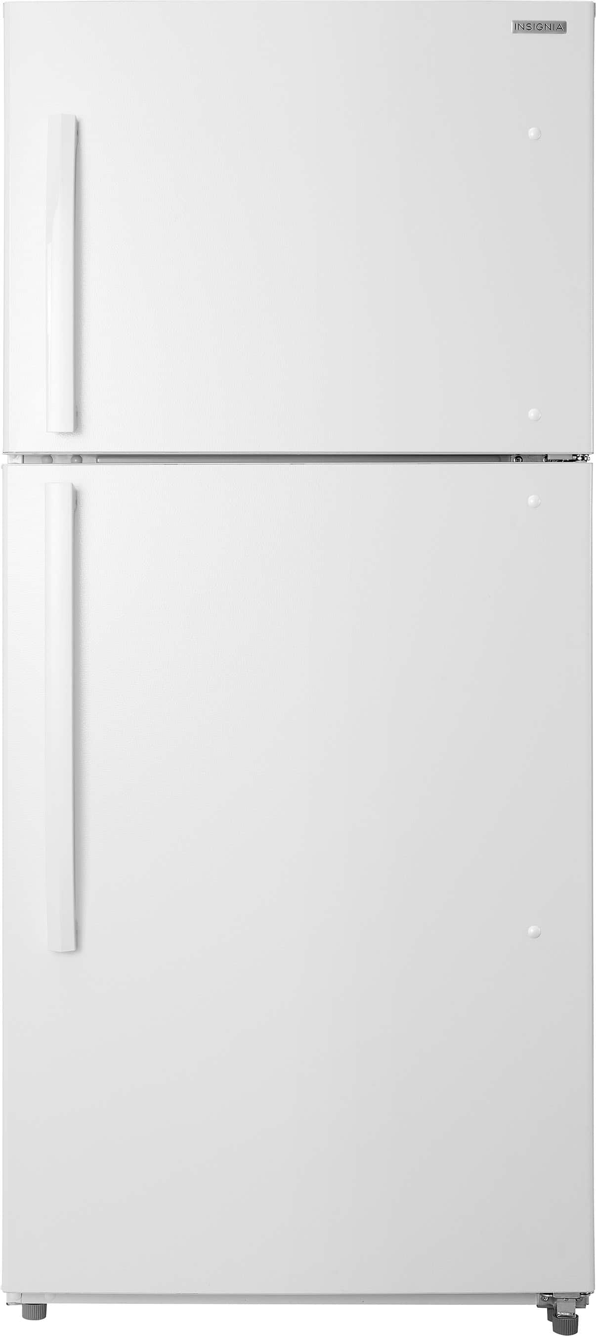 Front. Insignia™ - 18 Cu. Ft. Top-Freezer Refrigerator with Handles - White.