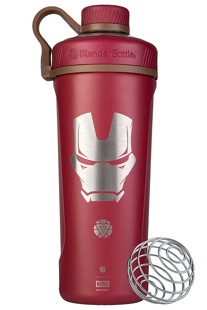Angle. BlenderBottle - Marvel Series Radian 26 oz. Double Vacuum Insulated Stainless Steel Water Bottle/Shaker Cup - Matte Maroon.