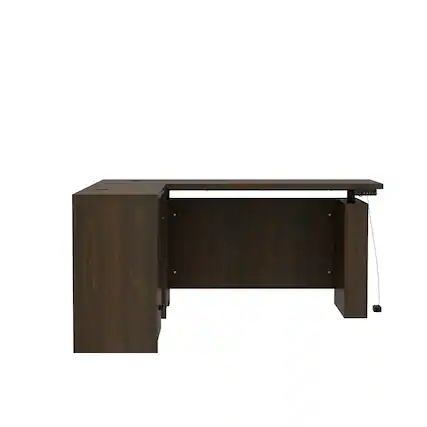 Front. Famapy - Famapy Electric Standing Desk: L - Shaped, Adjustable Height & Smart Storage - Brown.