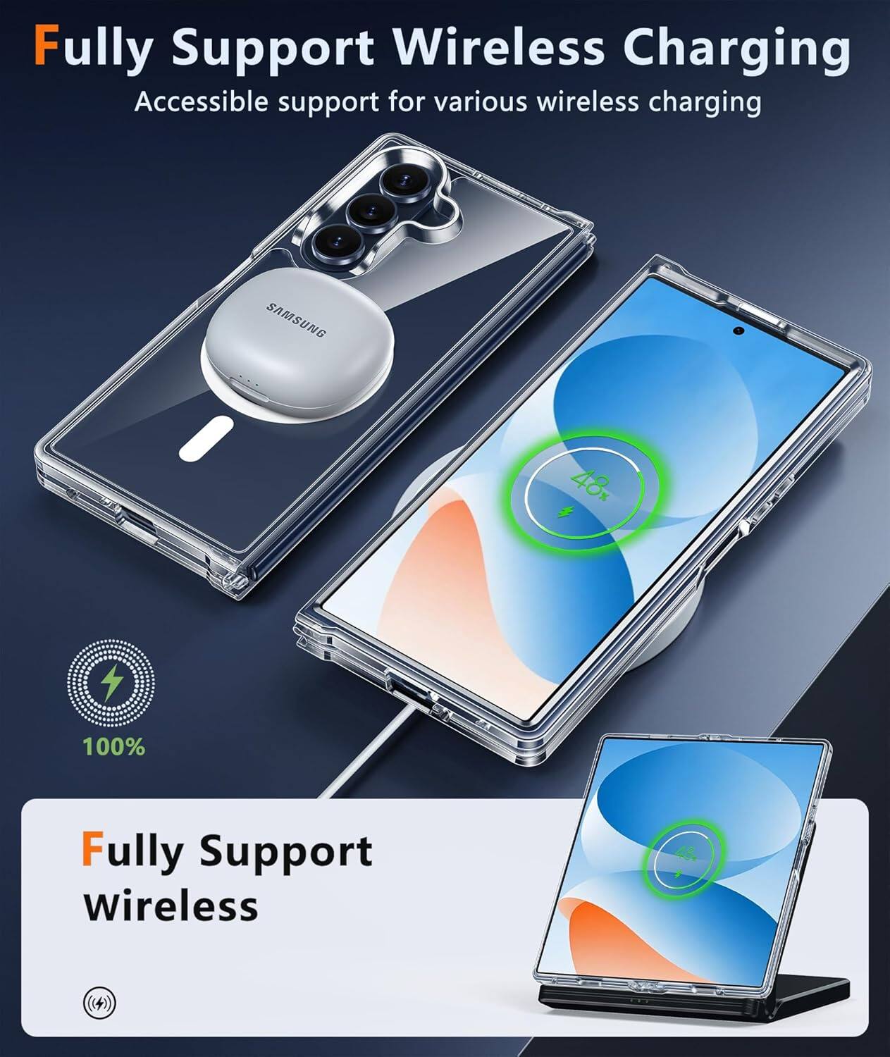Fully Support Wireless Charging  
Accessible support for various wireless charging  

100%  

Fully Support Wireless