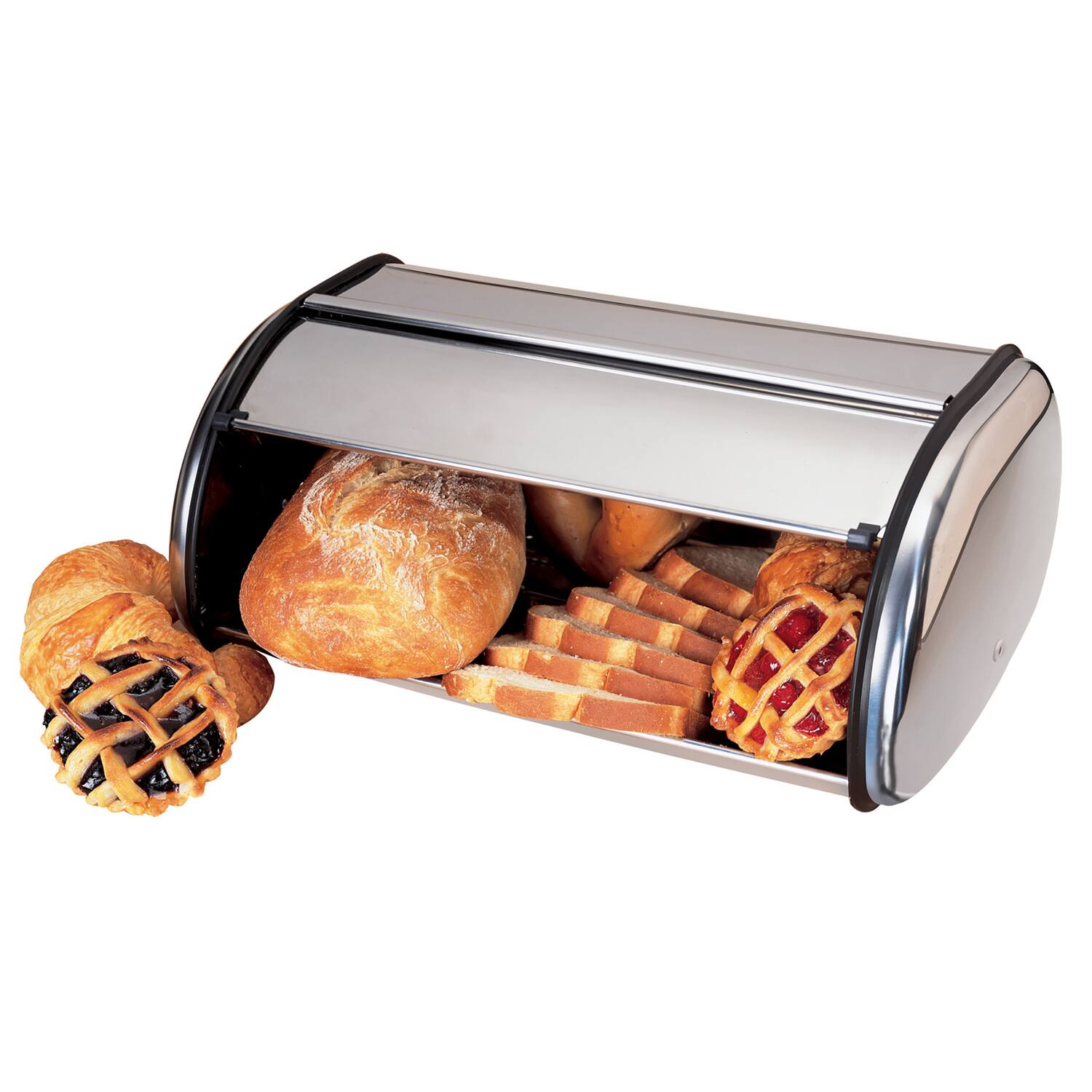 Front. Pantrymate - Bread Box Stainless Steel - Steel.