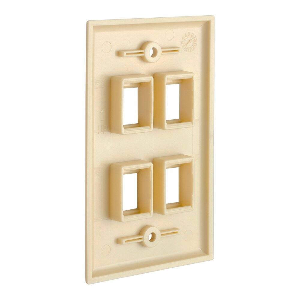 Angle. Cmple.com - Cmple - Keystone Wall Plate Cover Ethernet Wall Plates for Modular Inserts, RJ45 Keystone Jack - 4 Port - Ivory - Ivory.