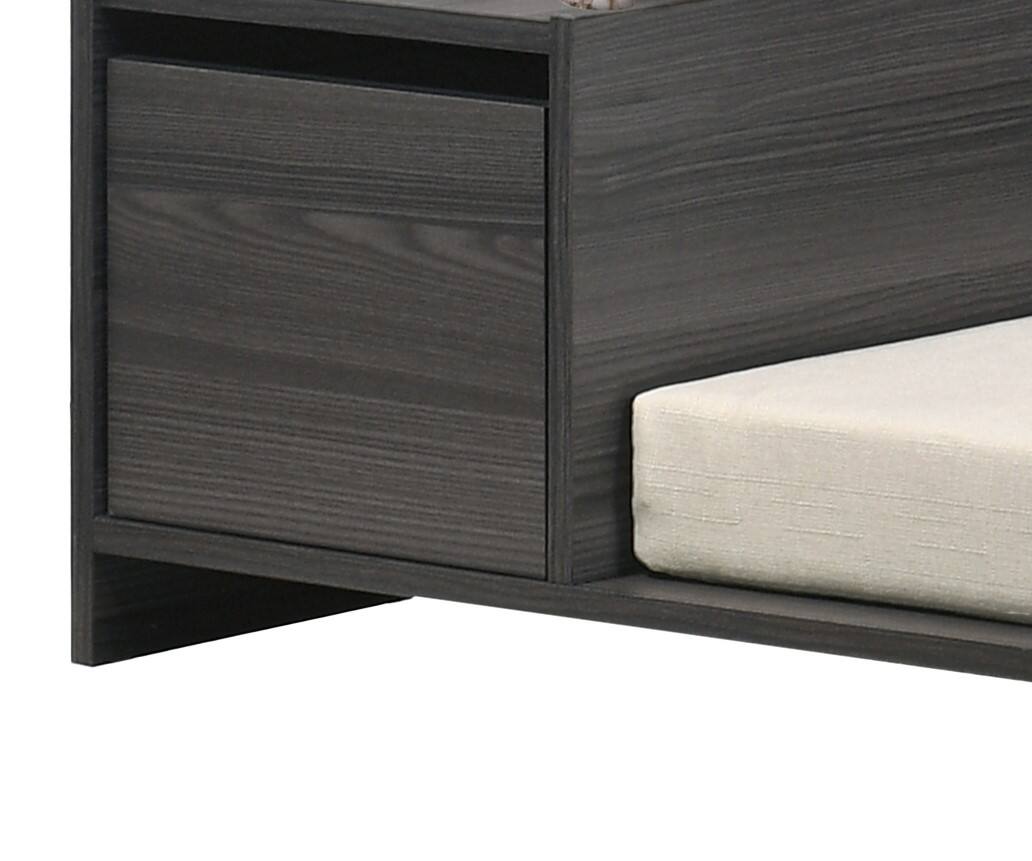 Back. Siljoy - Ash Gray 47" Wide Modern Pet Bed with Cushion, Side Storage Compartment & Removable Cover, 22 lb Capacity - Dark Gray.