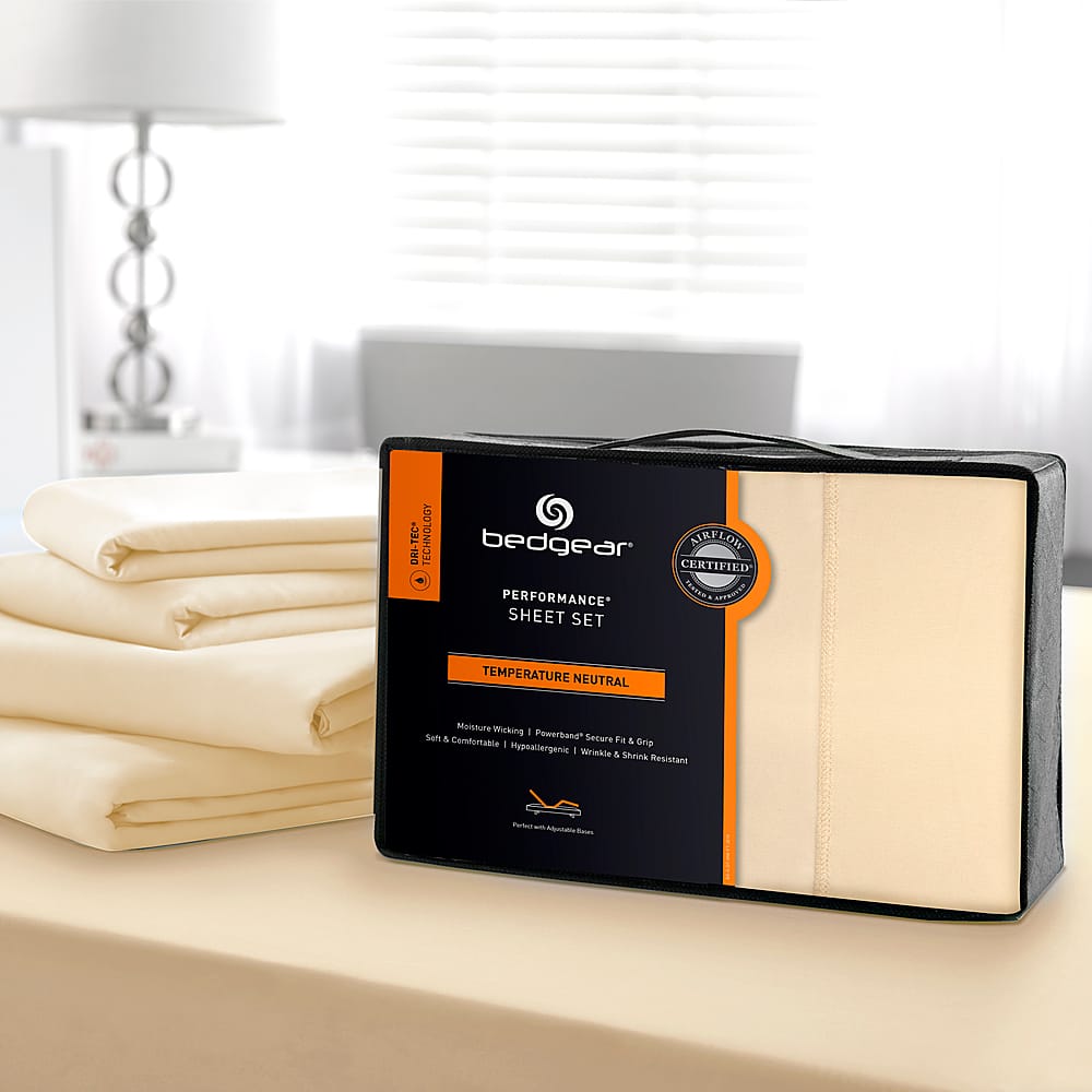 Back View: Bedgear - Dri-Tec Moisture-Wicking Sheet Sets- Twin - Champagne