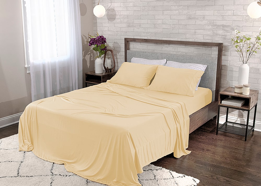 Angle View: Bedgear - Dri-Tec Moisture-Wicking Sheet Sets- Twin - Champagne