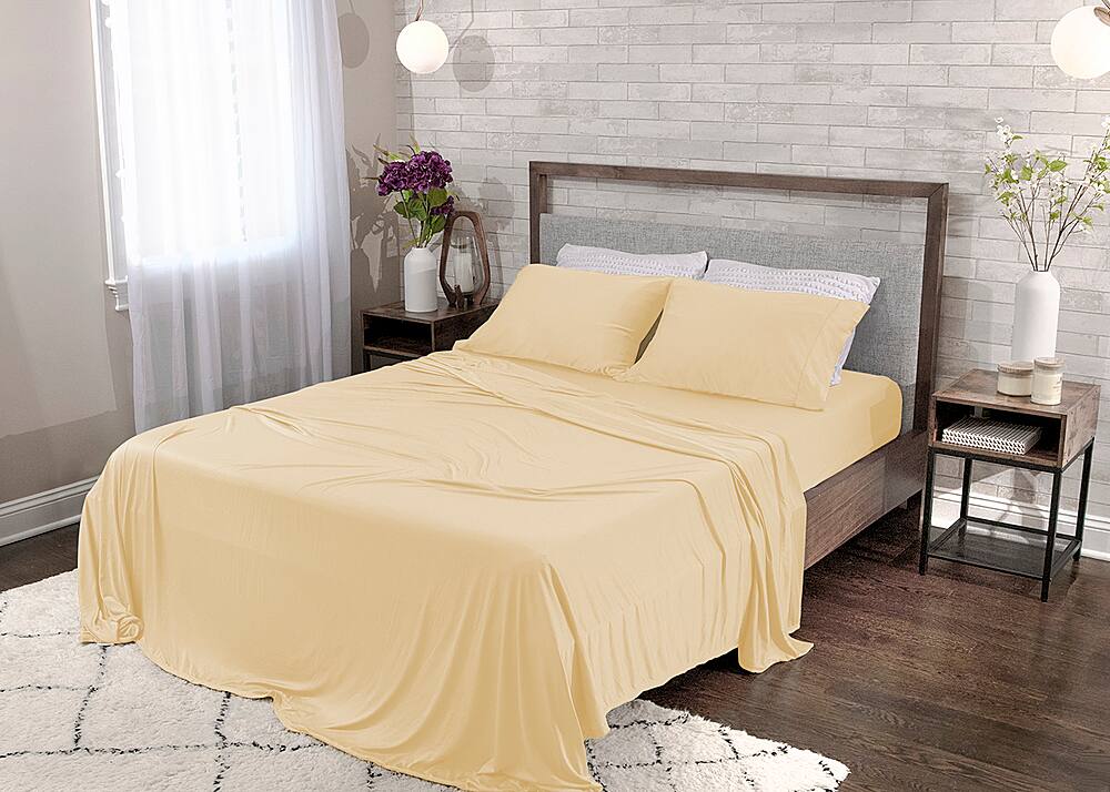 Angle View: Bedgear - Dri-Tec Moisture-Wicking Sheet Sets- Twin XL - Champagne